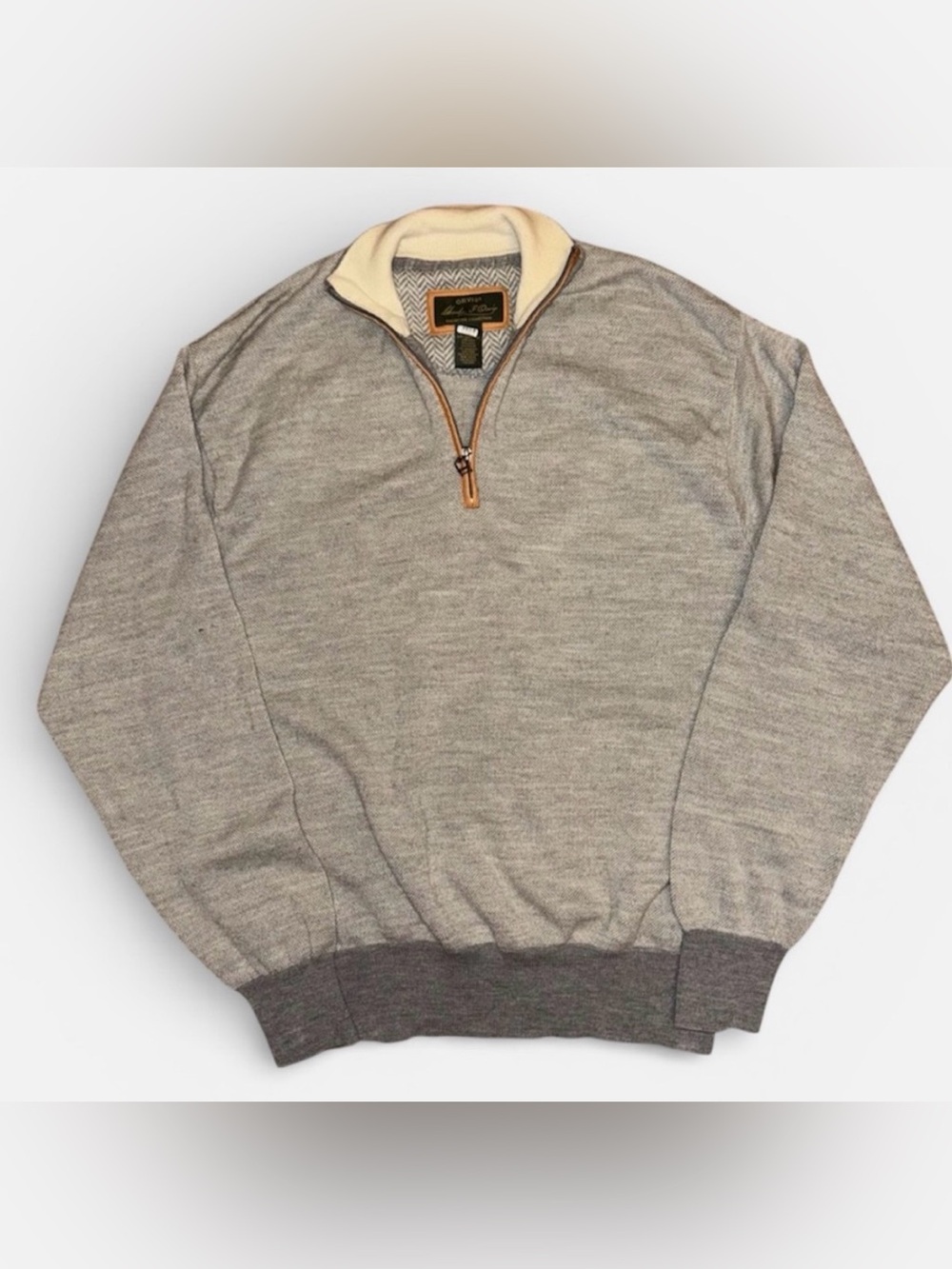 ORVIS Signature Collection Wool 1/4 Zip Fishing Sweater Grey Large